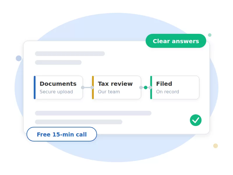 How our Bay Area tax firm works: secure document upload, tax review by our team, and filing